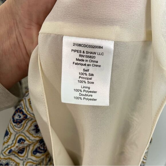 Veronica Beard Paisley Floral Long Sleeve Silk Mini Dress - Picture 6 of 7